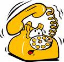 Ringing phone with face clip art